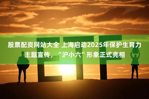 股票配资网站大全 上海启动2025年保护生育力主题宣传，“沪小六”形象正式亮相